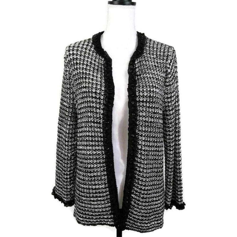 Jones New York Houndstooth Sweater Jacket Size XL